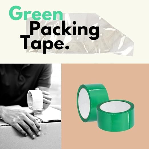 PSBM Green Packing Tape, 6 Rolls, 2 Mil Thick, 1.88 Inch Wide, 110 Yards Per Roll, Total 660 Yards, Colored Tape for Sealing Cartons, Packaging, Shipping & Moving
