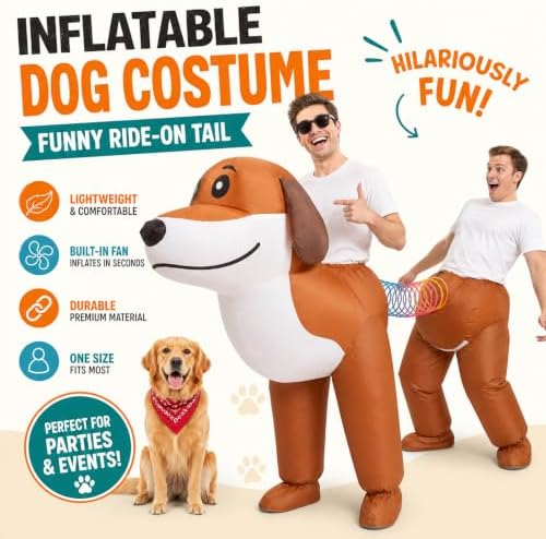 Two-Person Couples Inflatable Dachshund Dog Costume for Adults