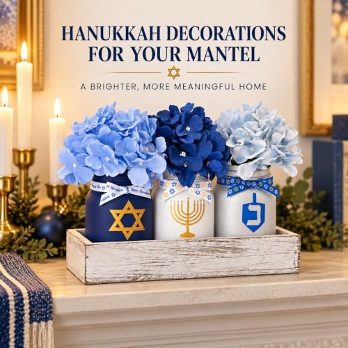 Hanukkah Decorations for Home, Chanukah Table Decor Indoor/Outdoor