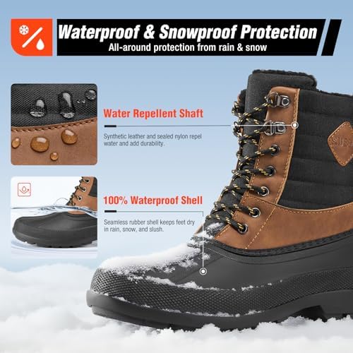 Men's Snow Boots, Insulated Waterproof Winter Duck Boots