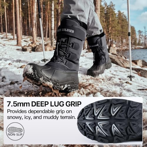 FREE SOLDIER Men's Waterproof Winter Removable Liner Insulated Outdoor Tactical Snow Boots