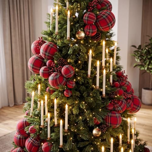 6 Pack Red Tartan Plaid Christmas Ball Ornaments Decorations