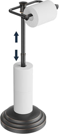 Bathroom Toilet Paper Holder Stand, Oil Rubbed Bronze Toilet Paper Holder Free Standing, Stainless Steel Pivoting Toilet Tissue Roll Holder，Adjustable Height (14 to 24 Inch) Paper Holder