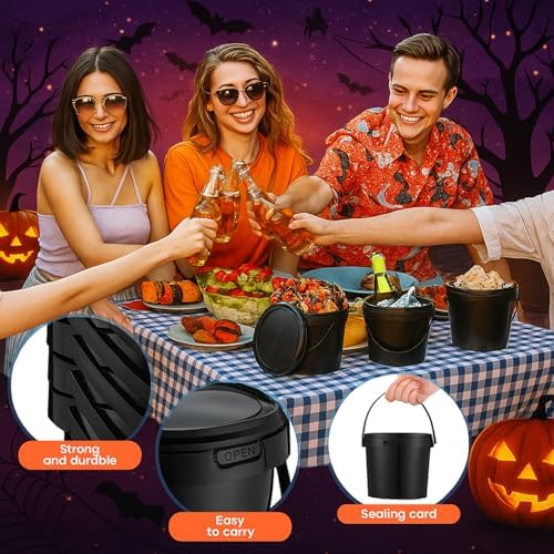 Funnymoom 20 Pack 24 oz Halloween Trick or Treat Candy Buckets for Parties