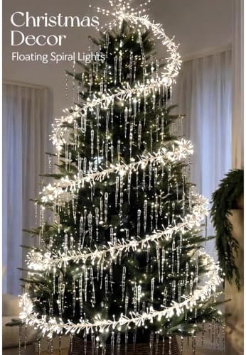 Christmas Decorations - 2000 LED 60ft Floating Spiral Christmas Tree Lights