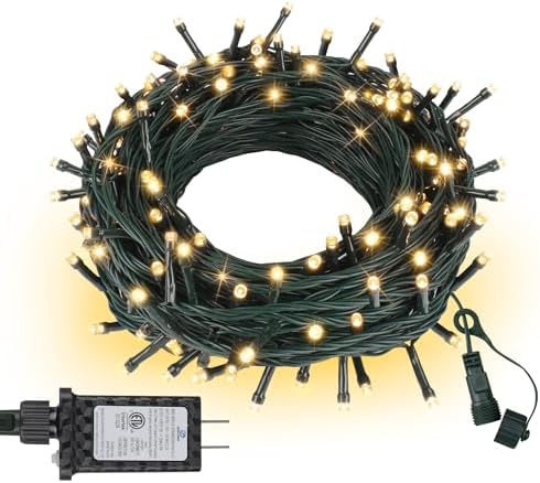 ASENEK Christmas Lights 33FT 100 LED 8 Modes with Timer Connectable Decorative String Lights for Xmas Tree Patio Party Warm White