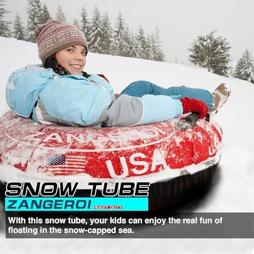 Snow Tube for Sledding Snow Tubes Heavy Duty Snow Tube for Kids Adult Snow Sled Sledding Tube Inflatable Snow Tubes for Kids Towable Rubber Snows Tube with Cover