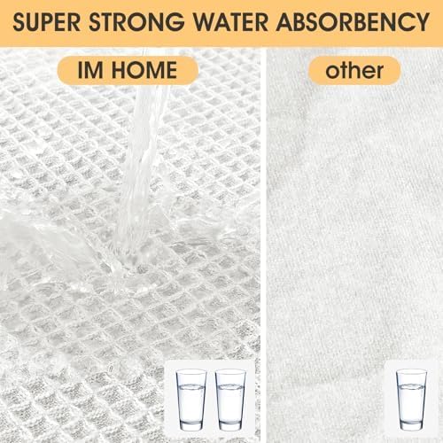 IM HOME Waffle Bath Mat Set 2 Piece White,Woven Modern Bath Rug Mats, Absorbent Non Slip Bath Floor Mat, Soft Washable Boho Bath Rugs with Tassels for Bathroom, Bedroom, Kitchen,Tub