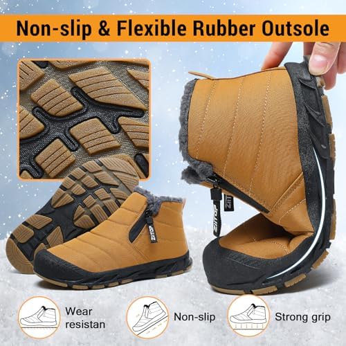 ziitop Snow Boots Mens Waterproof Winter Boots Fur Lined Warm Ankle Boots
