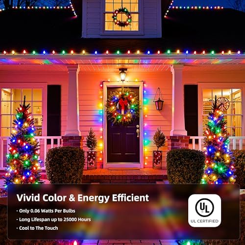 C9 LED Christmas Lights Outdoor, 68ft 100 LED Waterproof Strawberry Christmas Decorations String Lights, Plug in Vintage Christmas Tree Lights for Outside, Roof, Patio, Wedding, Party, Multicolor