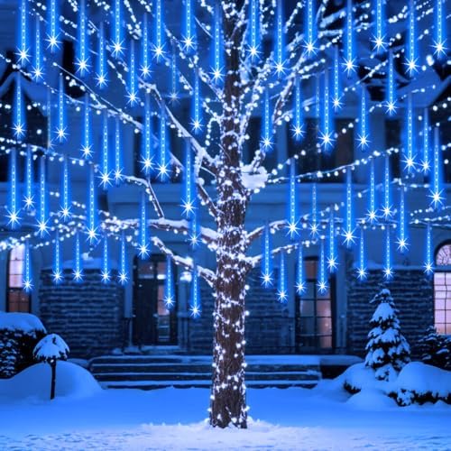 Christmas Meteor Shower Lights Outdoor 16Tube 384LEDs Dripping Icicle Light
