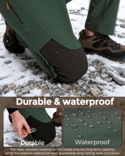 CNBQDD Men's Snow Ski Pants Waterproof Hiking Winter Fleece Lined Pants