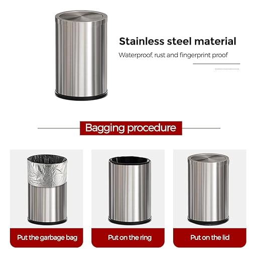 Brushed Nickel Bathroom Trash Can,Stainless Steel Garbage Can with Fild Lid,Small Trash Can for Bedroom,Hotel,Office,Laundry(Sliver)