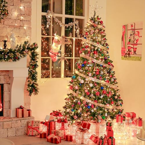 Hykolity 7.5ft Prelit Artificial Christmas Tree with Multicolor LEDs