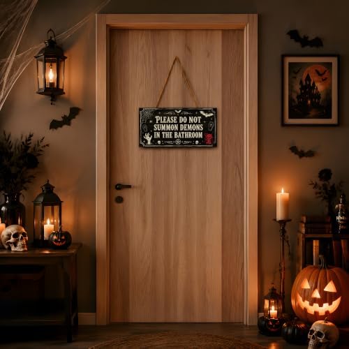 Halloween Decorations - Funny Wooden Sign for Wall Home Door Bathroom