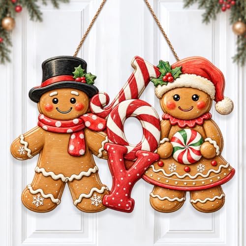 Gingerbread Christmas Decorations Joy Gingerbread Boy Girl Sign