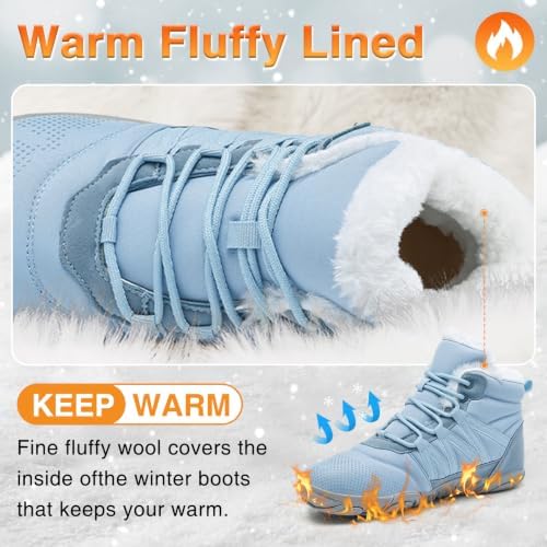 Womens Mens Barefoot Boots Shoes Minimalist Winter Snow Boots Warm Ankle Booties Zero Drop Sole Wide Toe Box Slip on Sneakers