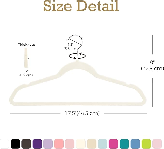 HOUSE DAY Ivory Velvet Hangers 60 Pack, Non Slip Clothes Felt Hanger Heavy Duty for Coat, Premium Slim Space Saving Suit Hangers for Closet Organizer, 360° Rotating Silver Hook