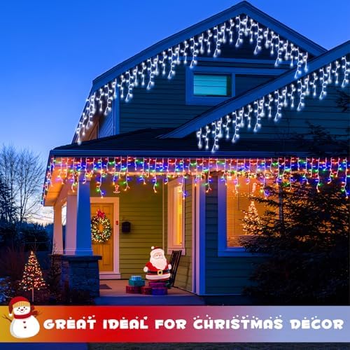 JMEXSUSS Color Changing Icicle Lights Outdoor Waterproof, 11 Modes 400 LED