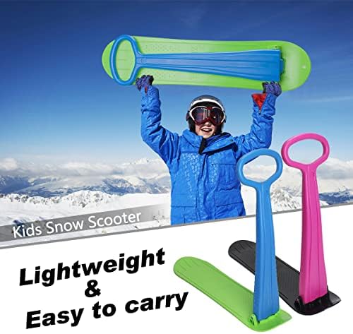 Snow Scooter Sled for Kids Winter Outdoor Sports, Fold-up Snowboard with Handlebar, Plastic Ski Scooter Lightweight & Wear-Resistant for Boys Girls, 36inch
