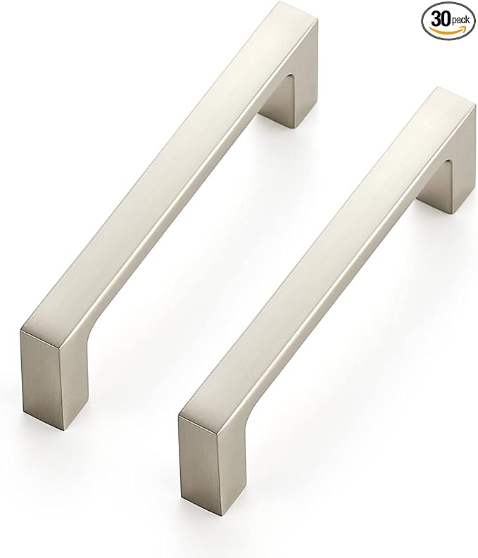 Ravinte 30 Pack Solid 3-1/2 Inch Kitchen Square Cabinet Handles Brushed Nickel Pulls Drawer Pulls Cabinet Hardware Kitchen Handles