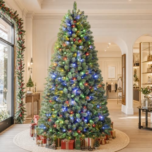 7FT Artificial Prelit Classic Christmas Tree with Remote Control,Timer