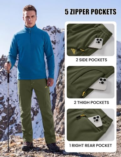 MAGCOMSEN Men's Ski Snow Pants Waterproof Fleece Lined Winter Hiking Pants