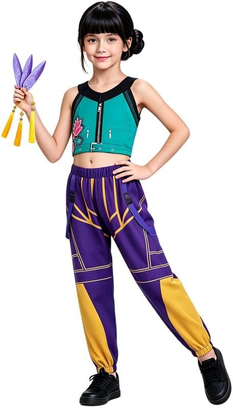 Xefenki Halloween Costume kids Kpop Outfit Girls 3PCS Tops Pants Darts