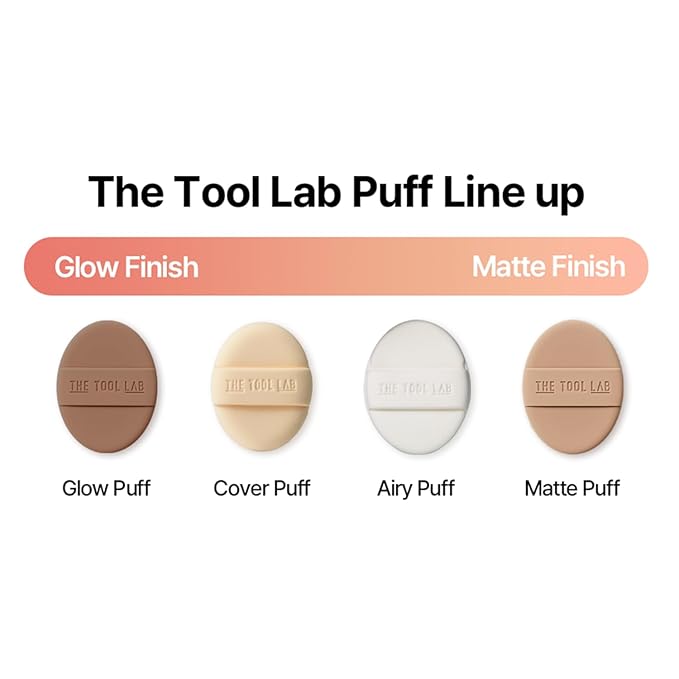 THE TOOL LAB All Day Airy Fitting Duo (Fitting type), Makeup Set with Flat Foundation Brush and Liquid Foundation Puff, Portable Case with 1.1" Flat Brush, Korean Makeup