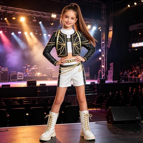 Golden Pop Performer Costume Kids Girls Halloween Costumes Cosplay Outfit