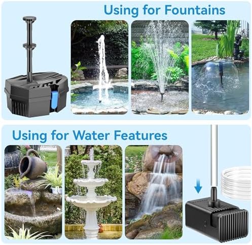 POPOSOAP Solar Fountain Pump with Pond Filter Kit Built-in 3000mAh Battery Backup, 8W Solar Water Fountain Pump, Pond Filters for Outdoor Ponds Bird Baths DIY Water Feature