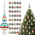 Teling 100 Pcs Vintage Christmas Tree Ornaments Set Mini Retro Striped Ball