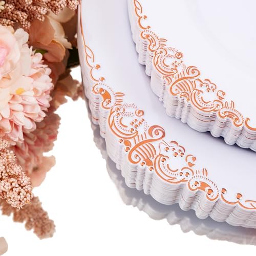 Hioasis 350 Pcs Rose Gold Plates for Party