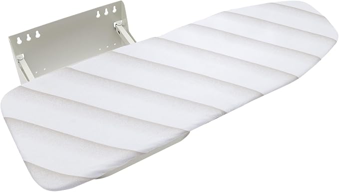 Wall Mounted Ironing Board Folding Ironing Board Wall Mount Hidden Space Saving 180 Fold Away Ironing Boardwith Heat Resistant Cover for Home Laundry Room Dorm, 37.40"x11.81", White