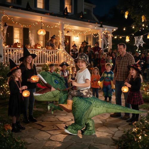 One Casa Inflatable Dinosaur Costume for Kids,Blow Up Halloween T Rex Suit
