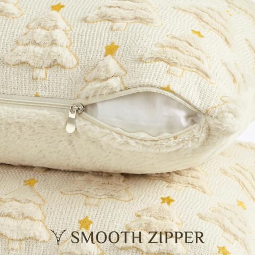 Softalker Christmas Pillow Covers 20x20 Set of 2, Beige Xmas Home Decor