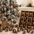 Lunmon 64 Pcs Brown Christmas Balls Ornaments Moody Neutral Xmas Bulbs