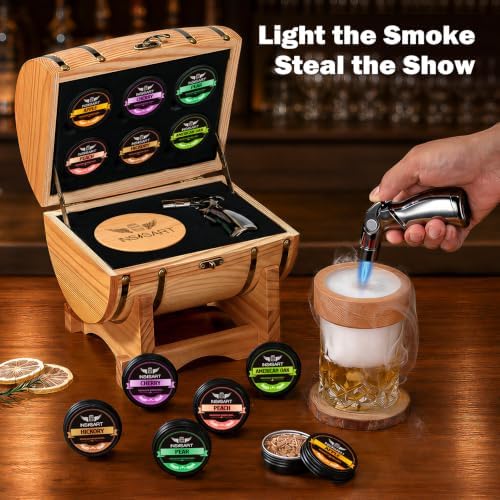 INSISART Whiskey Smoker Kit, Old fashioned Smoker Kit with Barrel, Natural