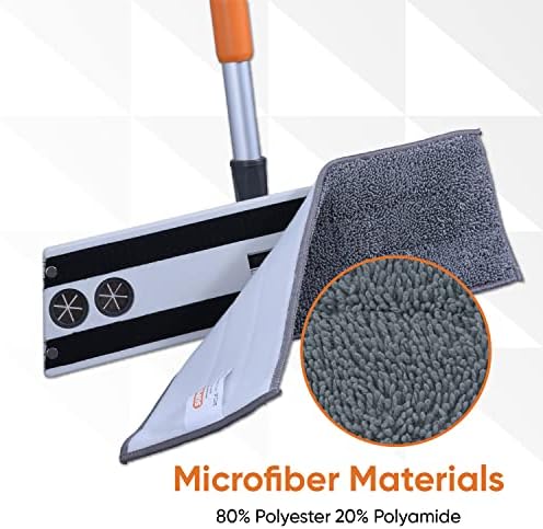 Superio Miracle Mop Microfiber Flat Mop Best for Hardwood, Laminate, Tile, Vinyl Plank Flooring, Wall, with Velcro Microfiber Mop Pad