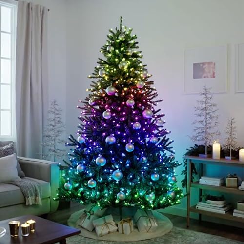 Balsam Hill 6.5ft Pre-Lit Classic Blue Spruce Artificial Christmas Tree with 2,144+ Tips, 330 Twinkly LED Smart Lights, Easy Plug Technology & Premium Stand for Indoor Holiday Decorating