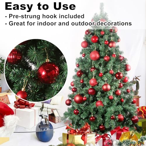 Rose Red 3.2" Large Christmas Balls - Christmas Tree Decoration Ornaments Shatterproof Hanging Balls for Birthday Halloween Holiday Wedding Decorations Set of 10pcs