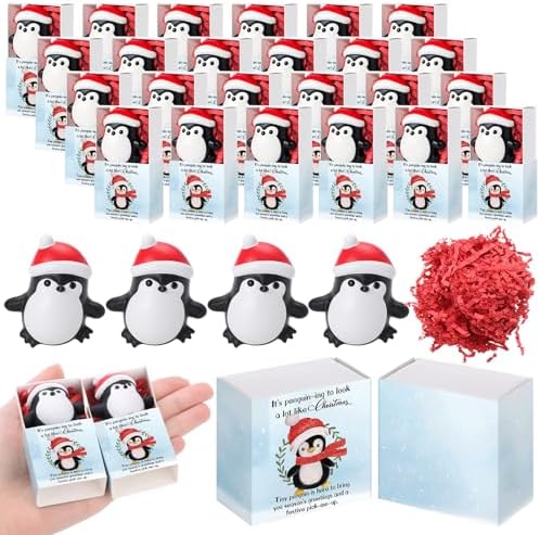 24 Sets Christmas Penguin Gifts with Support Boxes, Holiday Party Favors