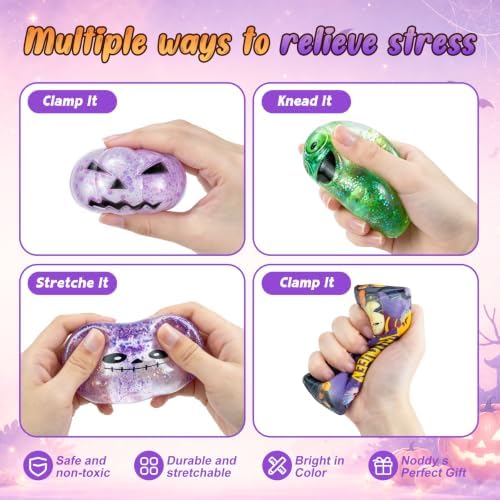 17Pcs Halloween Squishy Toys Kit, Slow Squeeze Squishies Fidget Toys Set