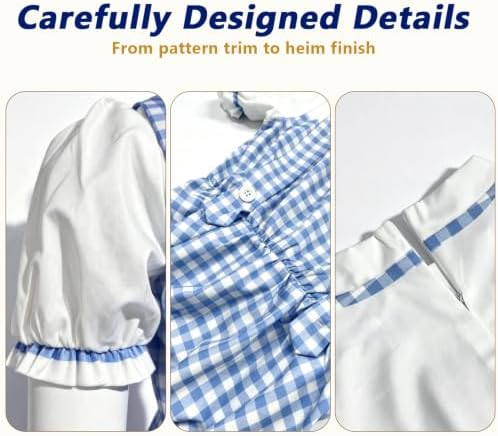 Halloween Costume Women Blue Gingham Dress With Basket Full Set