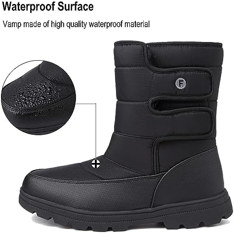 Mens Snow Boots Womens Winter Boots Waterproof Fur Lined Warm Lightweight Ankle Boots High Top Slip On Anti-Slip Casual Outdoor Shoes Booties