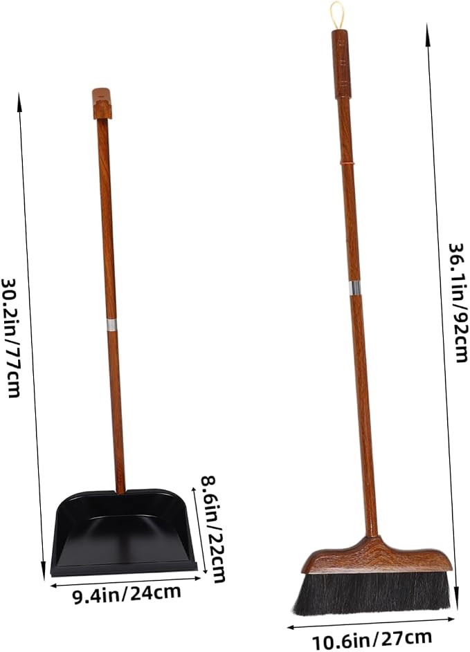 HEALLILY Broom and Dustpan Set with Handle Versatile Cleaning Tool for Home Kitchen and Patio for Pet Hair and Dust Removal Ergonomic Design for Comfortable Use