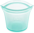 Zip Top Reusable Food Storage Bags | Short Cup [Teal] | Silicone Meal Prep Container | Microwave, Dishwasher and Freezer Safe | Made in the USA