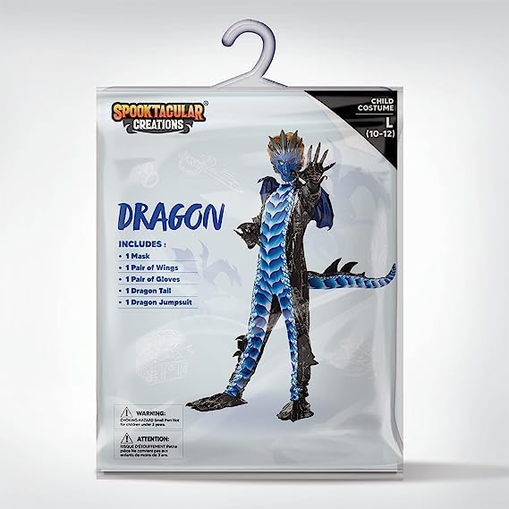 Spooktacular Creations Halloween Kid Dragon Costume, Boys Dragon Wings, Tail and Mask Set for Halloween Dress Up