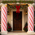 2pack Christmas Candy Cane Column Wraps, Red White Striped Pillar Wrap