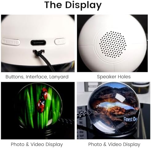Crystal Memory Orb, 2.8" Video & Photo Display Ornament, Rechargeable Decorative Keepsake, Personalized Gift for Birthday, Christmas (Black Orb)